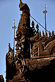 Myanmar - Mandalay, Shwe In Bin Kyaung a wonderful example of the Burmese unique teak architecture and wood-carving art. 